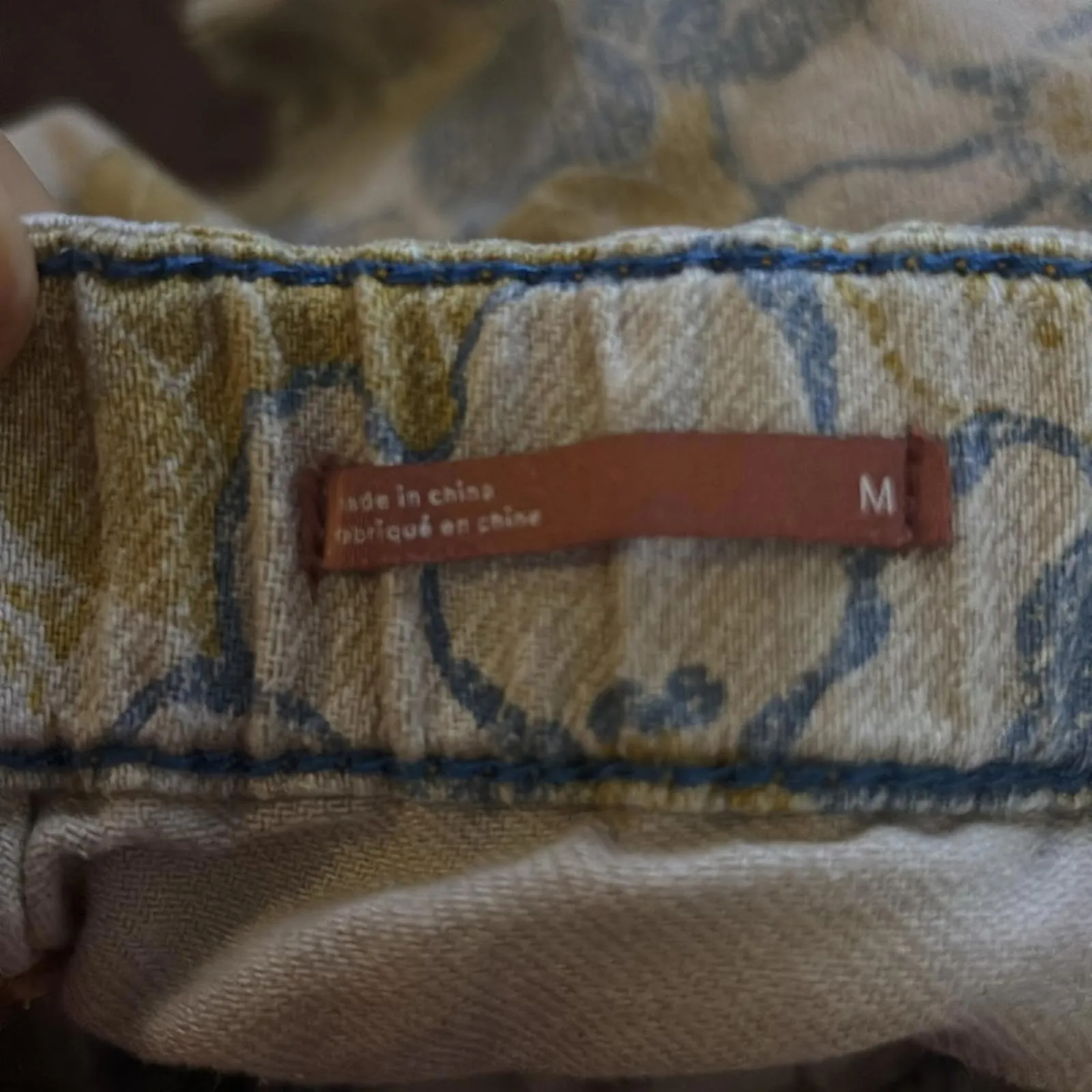 Anthropologie Pilcro Blue and Yellow Boho Floral Jean Elastic Waist Shorts - Image 7