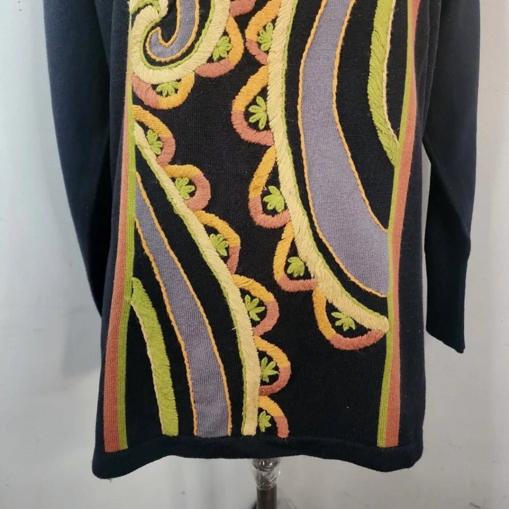 Vintage Bob Mackie Wearable Art Crewneck Embroidered Sweater - Image 3