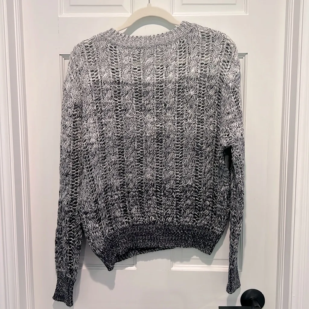 John + Jenn Hudson Pullover Sweater Cable Open Knit Gradient Navy Blue Medium - Image 4