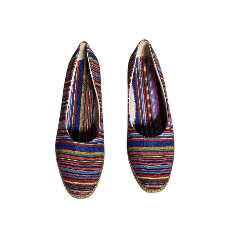 Beacon Phoenix Slip On Striped Ballet Espadrilles Wedge Stripe Size 8 Red - Image 2