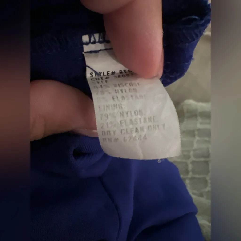 Nicole Miller Collection Cobalt Blue Ruched Midi Dress Size 4 Long Sleeve - Image 8