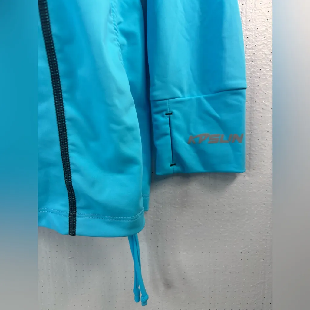 KP Sun L Rashguard Mini Dress Tunic Top Side Scrunch Thumb Hole Top in Turquoise Blue Size L - Image 4