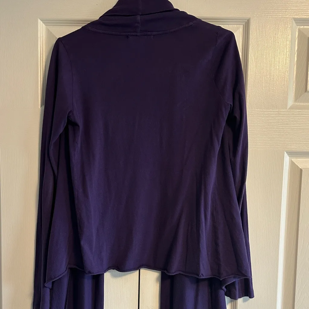 Velvet Deep Purple Women's Open Front Drape Cardigan Size Small - Image 6