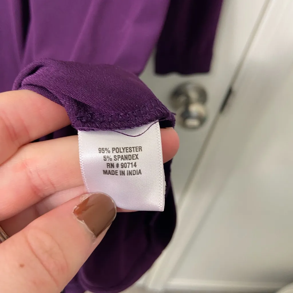 MSK women’s deep purple collared stretch full button front knee‎ midi dress M Size M - Image 7