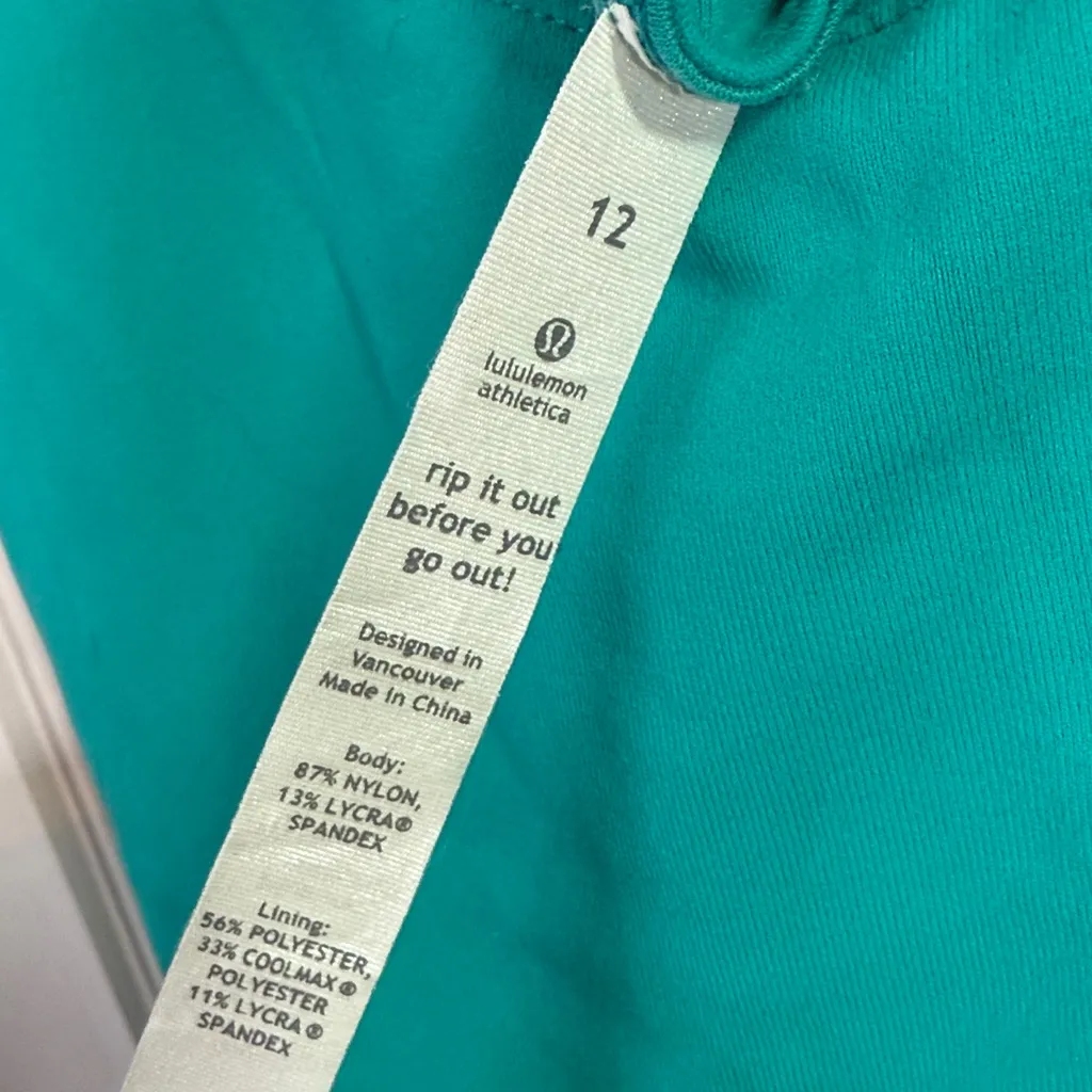 Lululemon Cross Back Zip Pocket Tank in Teal W1997 Sz 12 - Image 3
