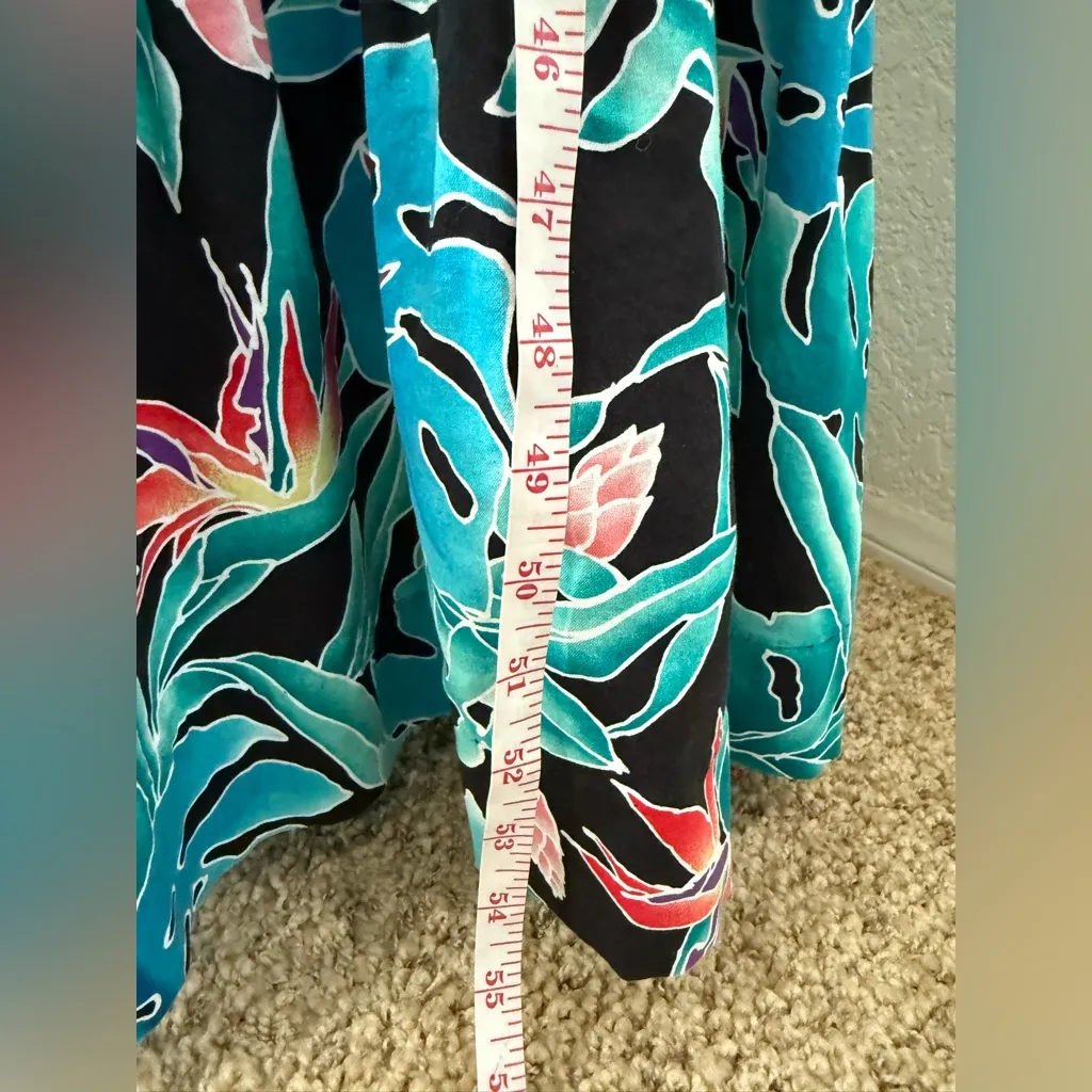 Womens Hilo Hattie Large Long Muumuu Ruffle Neck Blue Tropical‎ Print Dress - Image 5