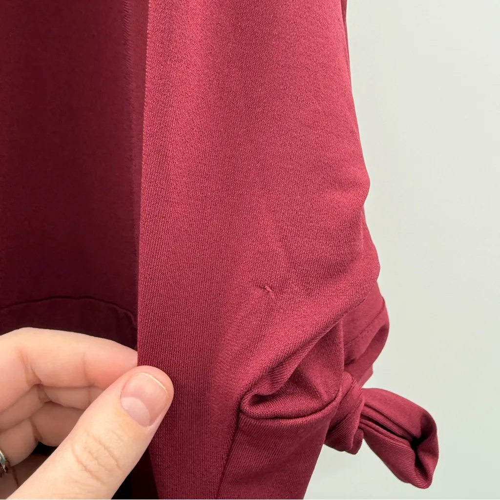 Eloquii Maroon Red Half Tie Sleeve V Neck‎ Slit Midi Dress Sz 28 Plus NEW - Image 11