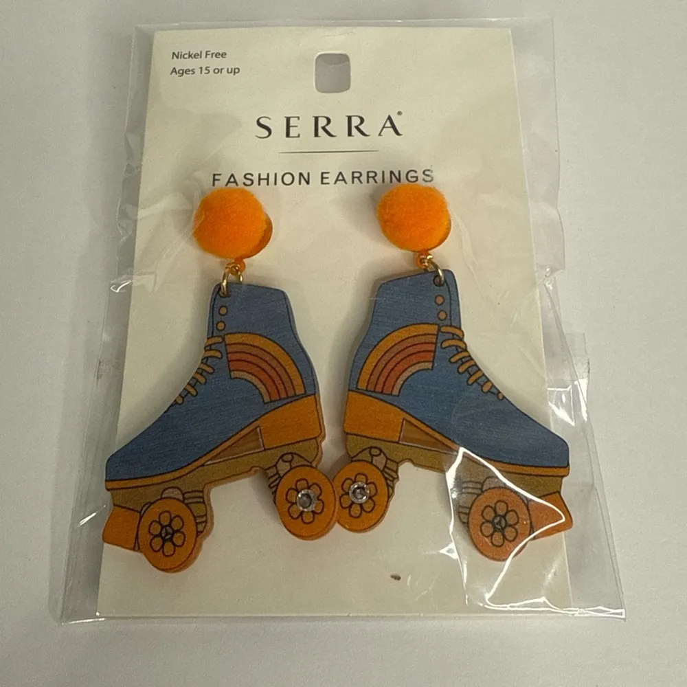 Serra Roller Skate Earrings - Blue and Orange - Image 5