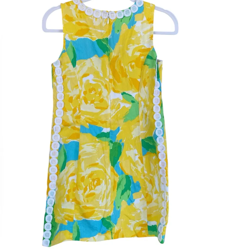 Lilly Pulitzer Bright Yellow and Blue Patterned Dress - Image 4