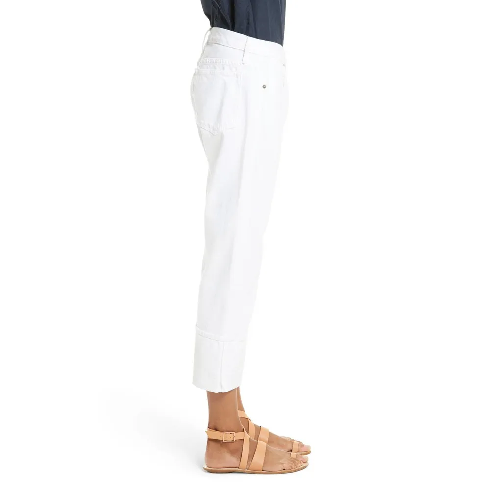 Frame Le Oversized Cuffed Jeans in Blanc 31 - Image 5