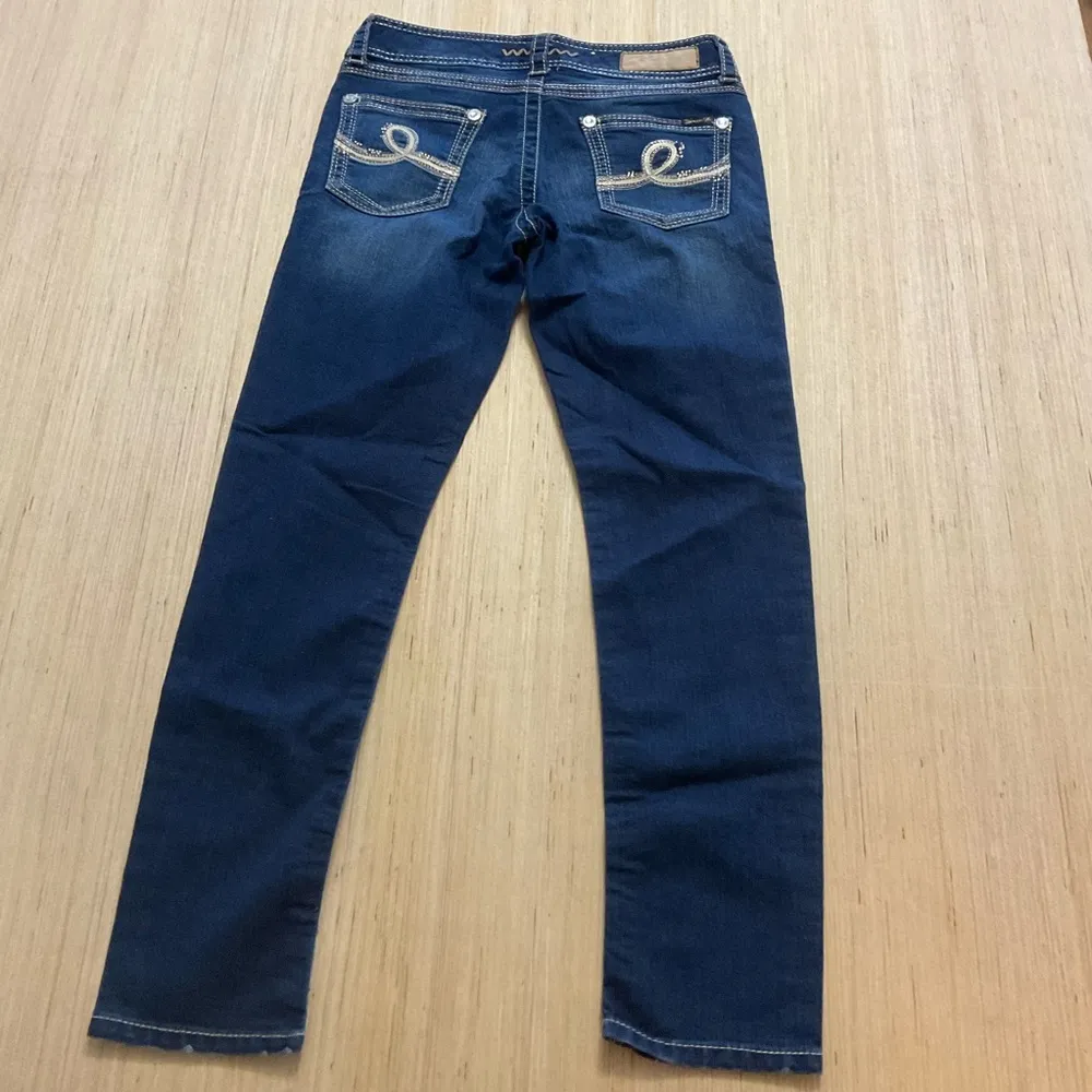 SEVEN 7 Low Rise Medium Wash Distressed Blue Denim Skinny Jeans Women's Size 28 - Image 11