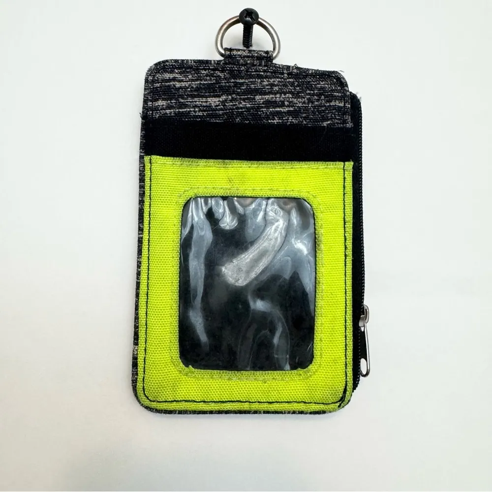 Victoria’s Secret PINK ID holder wallet lanyard lime green heathered gray - Image 2