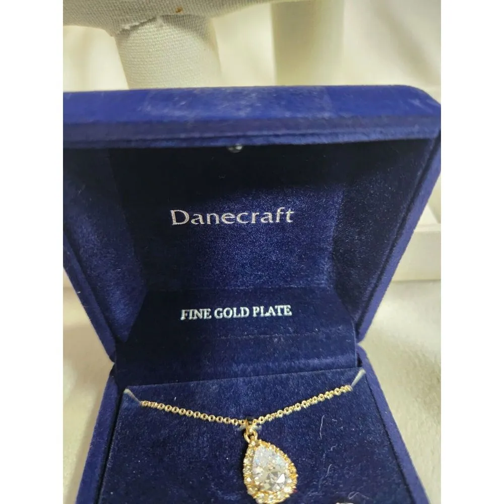 Danecraft Cubic Zirconia Necklace and Earring Set ,Gold Plated - Image 3