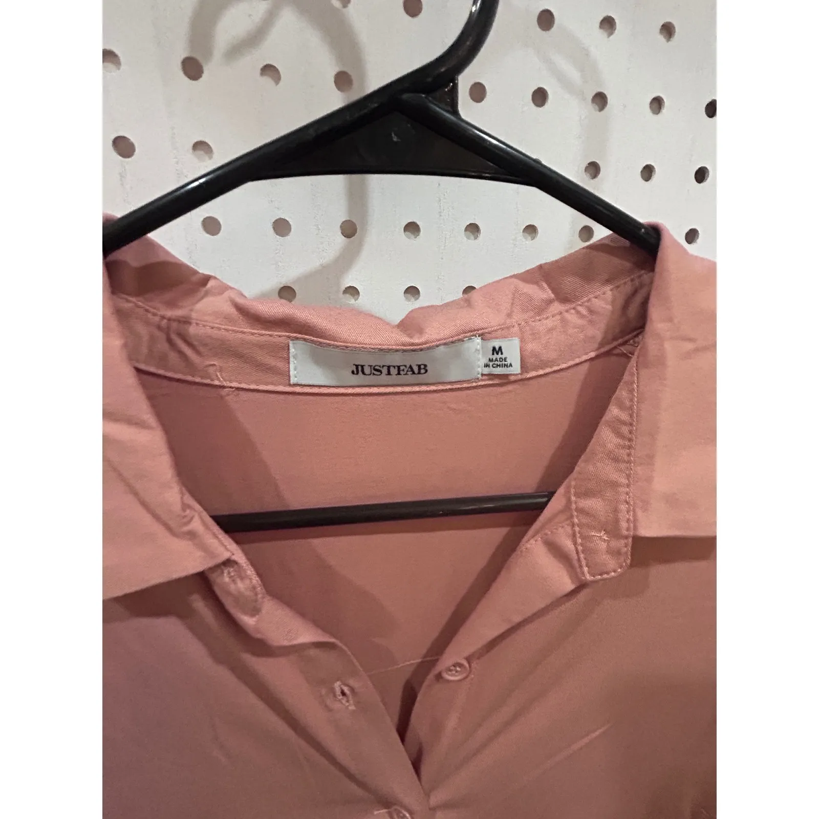 JustFab  Dusty Rose Long Sleeve Collared Button Down Shirt Top M - Image 3