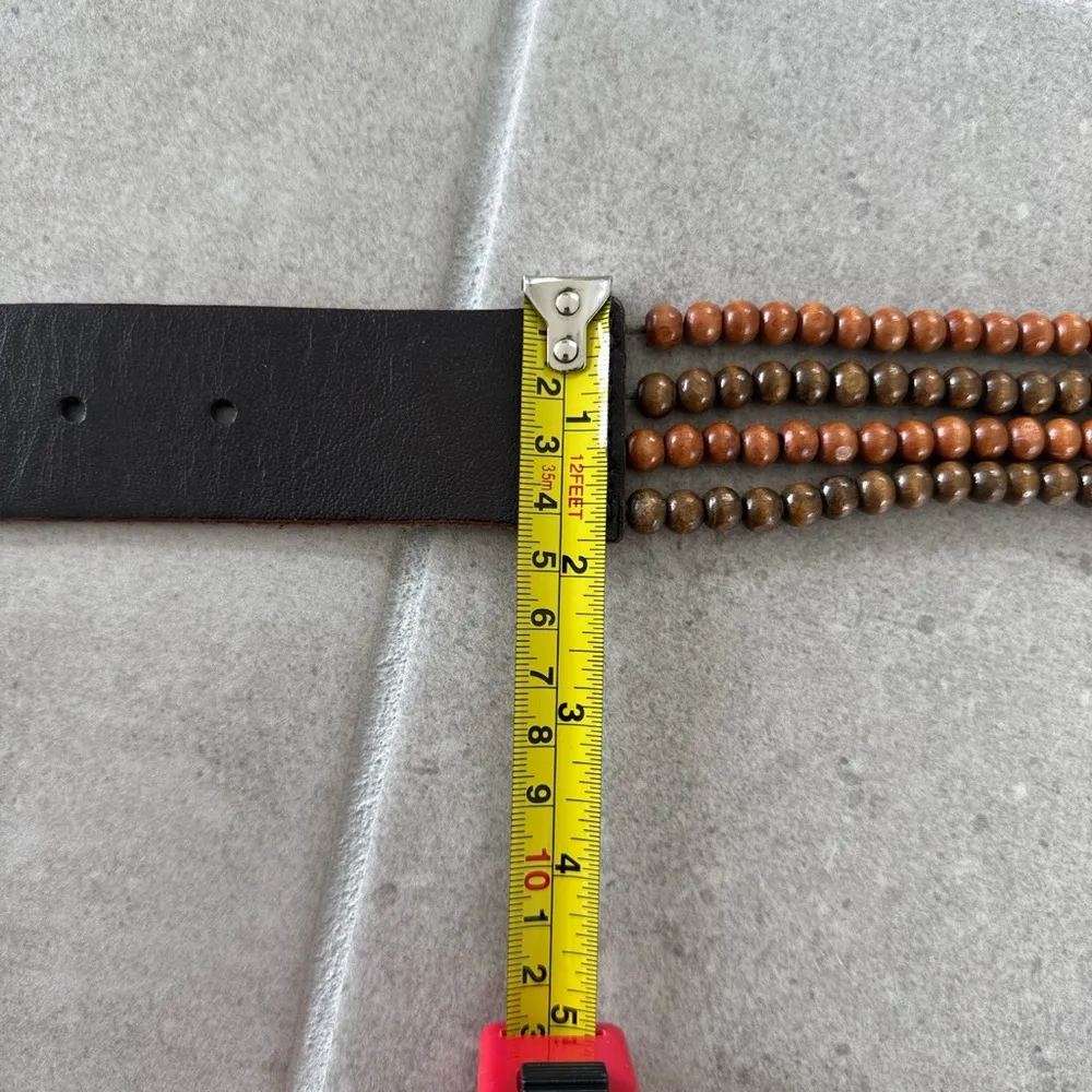 Vintage Esprit brown leather belt with beaded accents - size 80 - 100% leather - Image 6