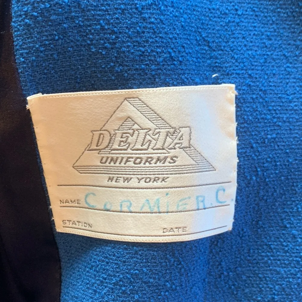 Vintage Delta Uniforms Airline Staff Blue Hooded Approx. Women’s Small Wool Coat - Image 6