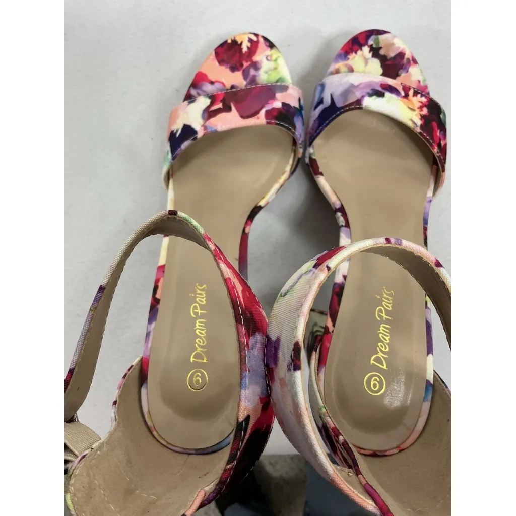 Womans Dream Pairs Open Toe Platform Sandals 9 Floral Heel Strappy - Image 6