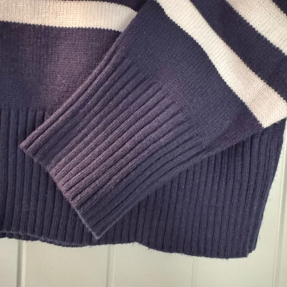 Truth by Republic Cowl Neck Sweater Womens Navy Blue, White Stripes Sz Large Blue - Image 6