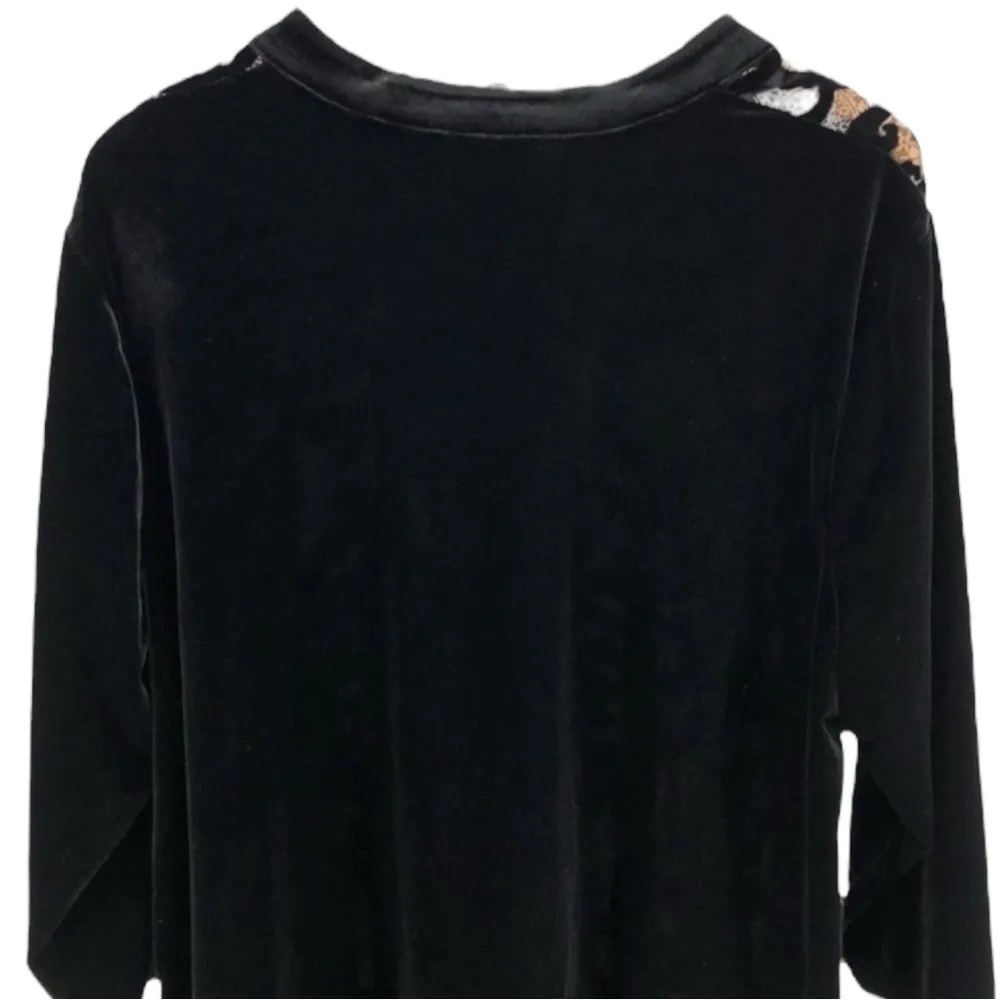 Chico’s Travelers Floral Velour Oriental Inspired Silk Blend Blouse Size 2 (L) - Image 7