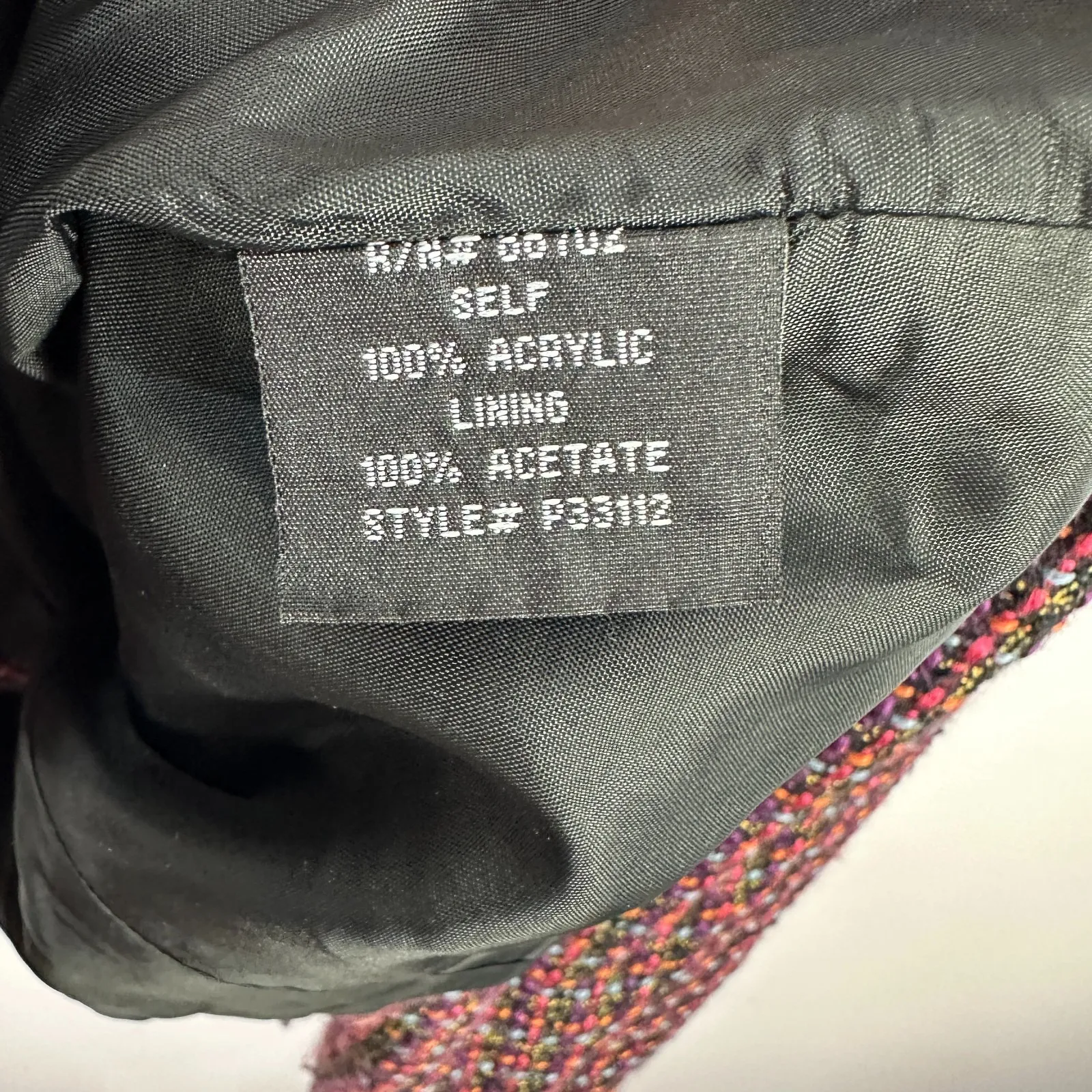 Cynthia Max Blazer Womens PL Black Multicolor Tweed Boucle Mod Preppy Statement - Image 3