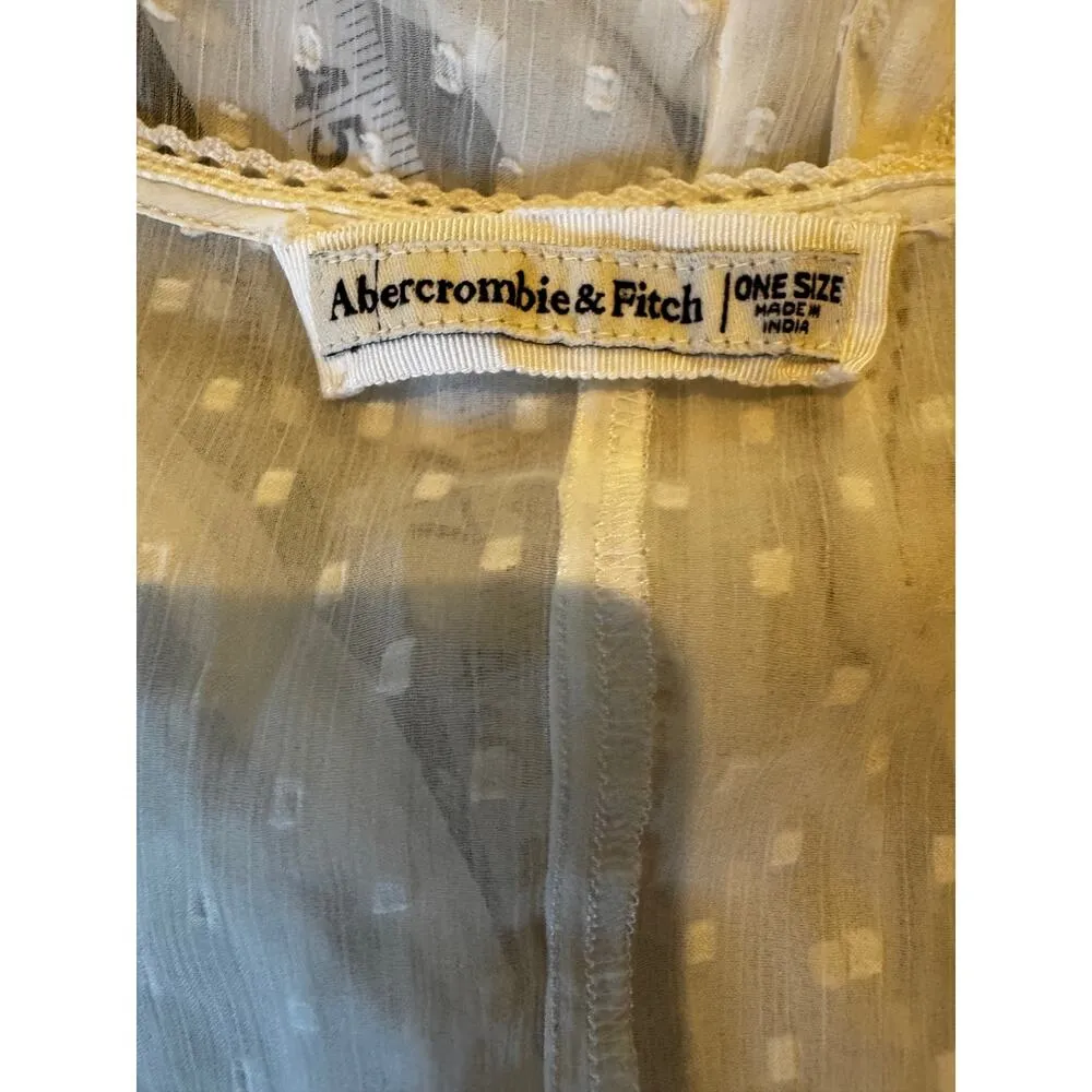 ABERCROMBIE AND FITCH White Swiss Dot Sheer Swim Cover Up One Size - Image 5