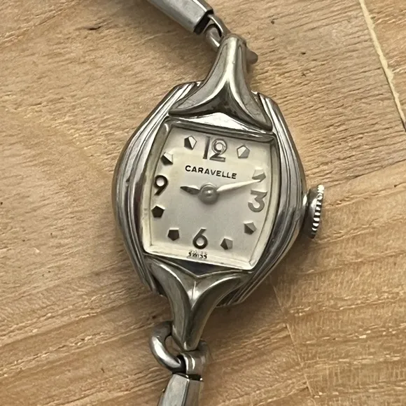 Caravelle Vintage Ladies Mechanical Watch Stainless Case Bracelet White Dial - Image 1