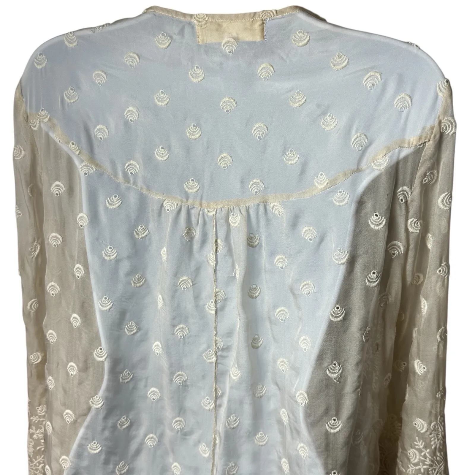 4LoveAndLiberty Johnny Was Ivory Sheer Embroidered Boho Ethereal Fairy Blouse S - Image 7