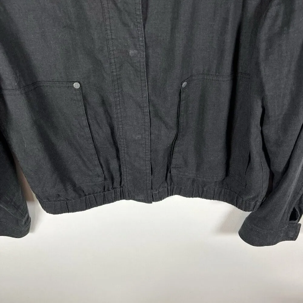 Prana Black Button Up Light Weight Hemp Jacket Women’s Size Large‎ Collared - Image 4