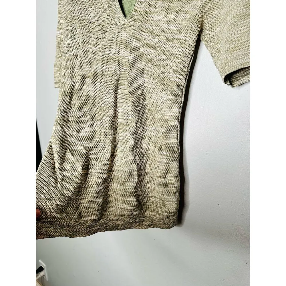 HOWZWEILER Green Knit Collared Neckline Pull On Smooth Knit Top size Medium - Image 10