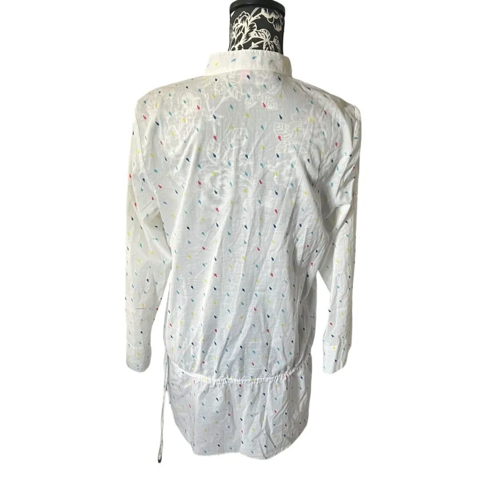 Lilly Pulitzer Womens Fish Print Top Shirt Cover Up Long Sleeve Lightweight 10 - Image 3