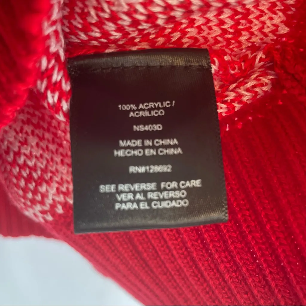 Madden NYC Women Sweater NWT Size XS Red White Heart Print Relaxed Fit V - Image 5