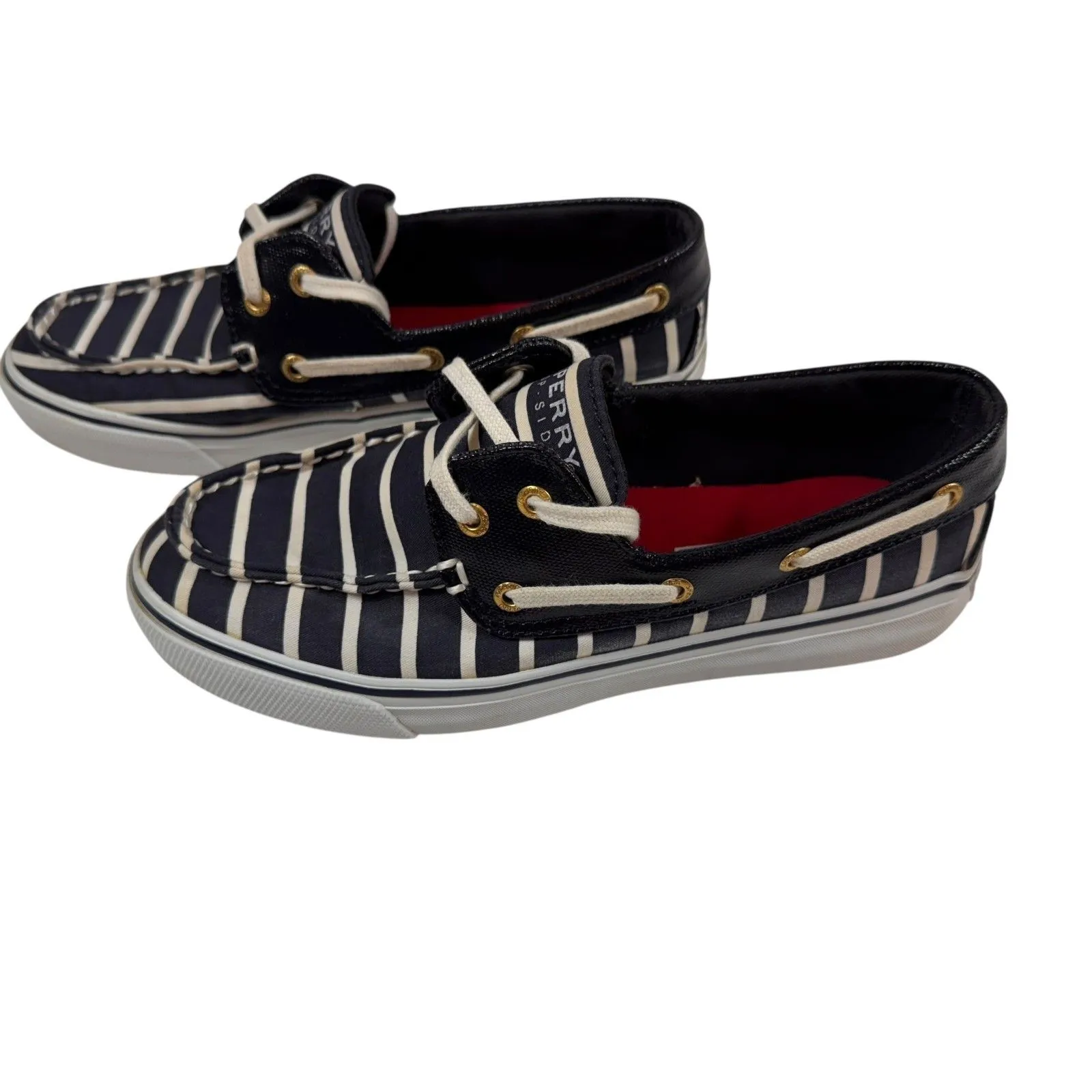 Sperry Top Sider Womens 6 Biscayne Boat Shoe Slip On Stripe Navy White‎ Nautical - Image 10