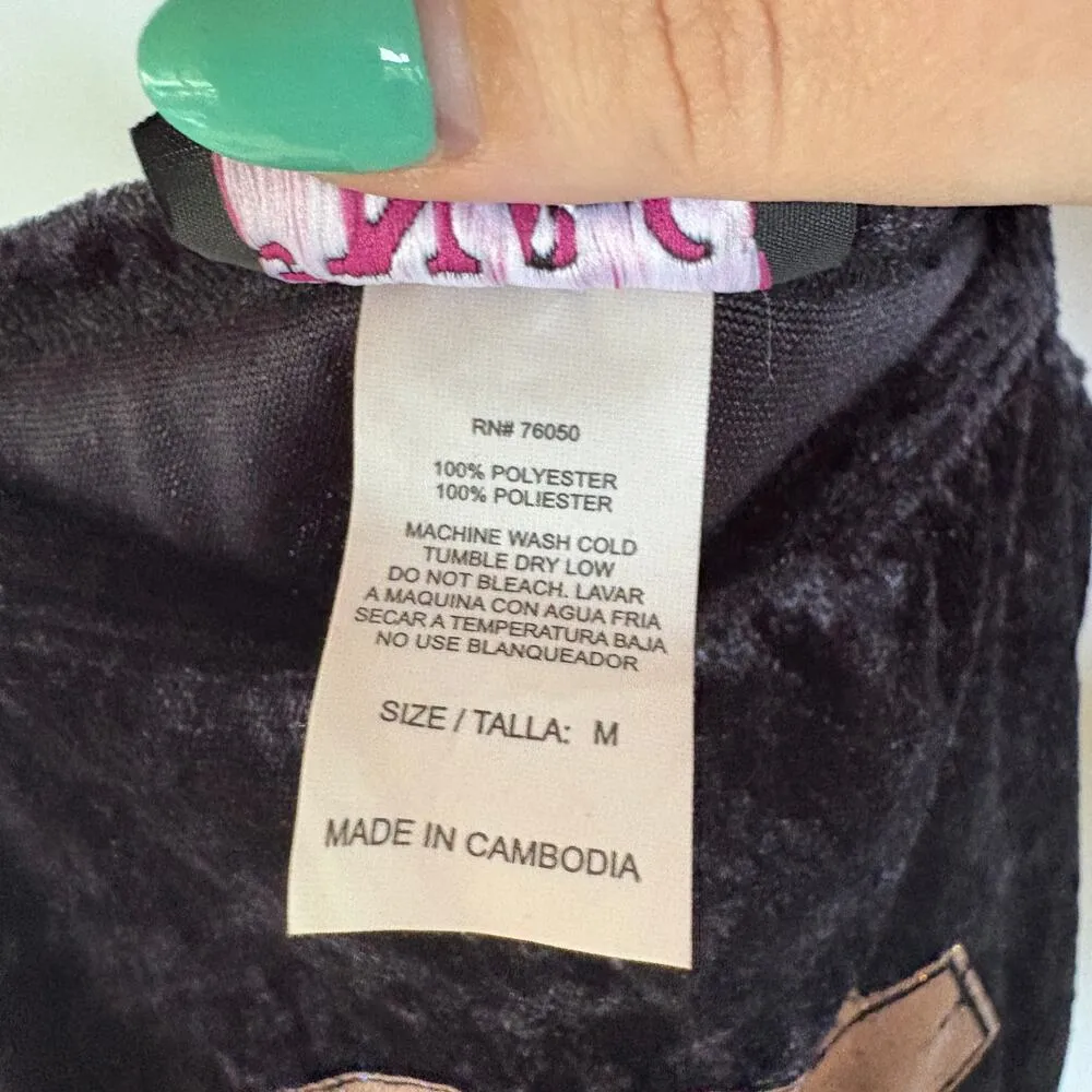 Y2K Indie Sleeze Black Velvet Glitter McBling Booty Camp Baby Tank Top Medium - Image 6