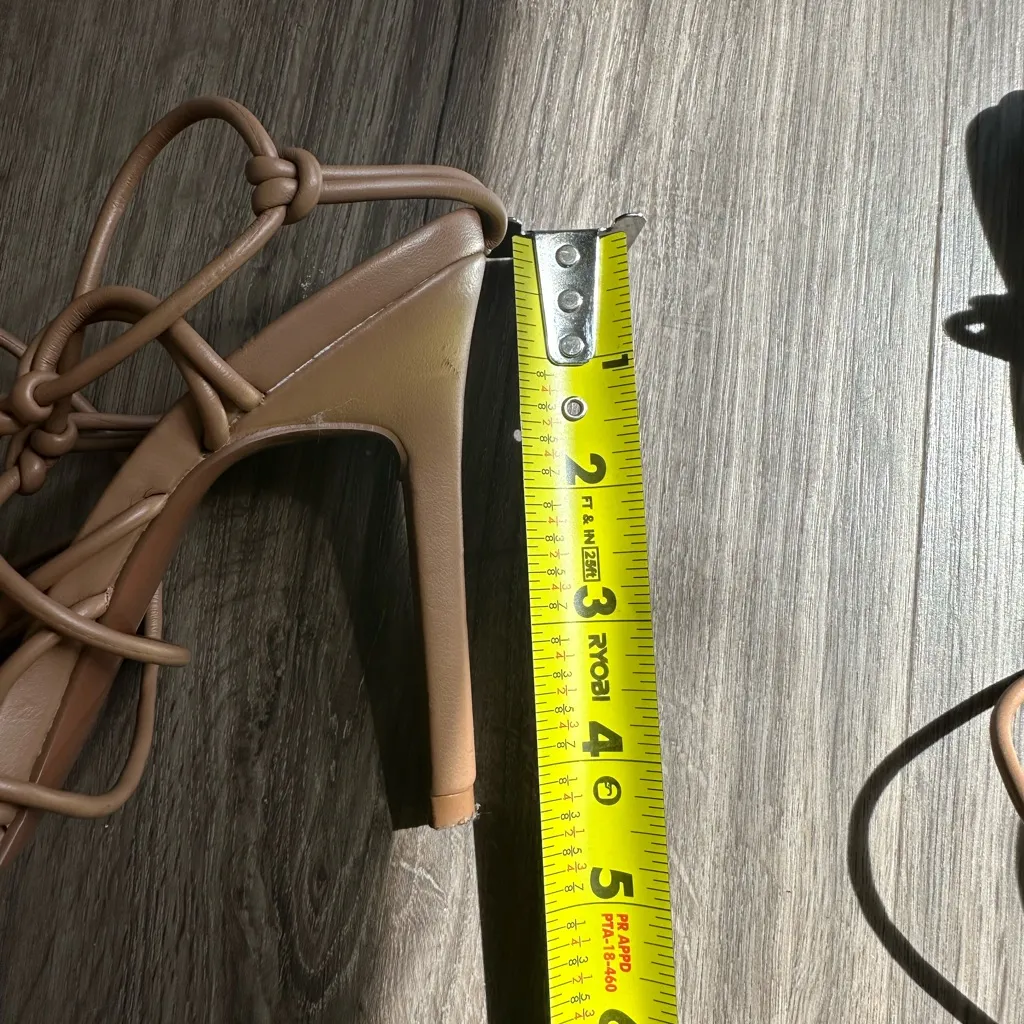 ASOS DESIGN Nina Strappy Tie High Heel Sandals | Beige | US 7 Wide - Image 8