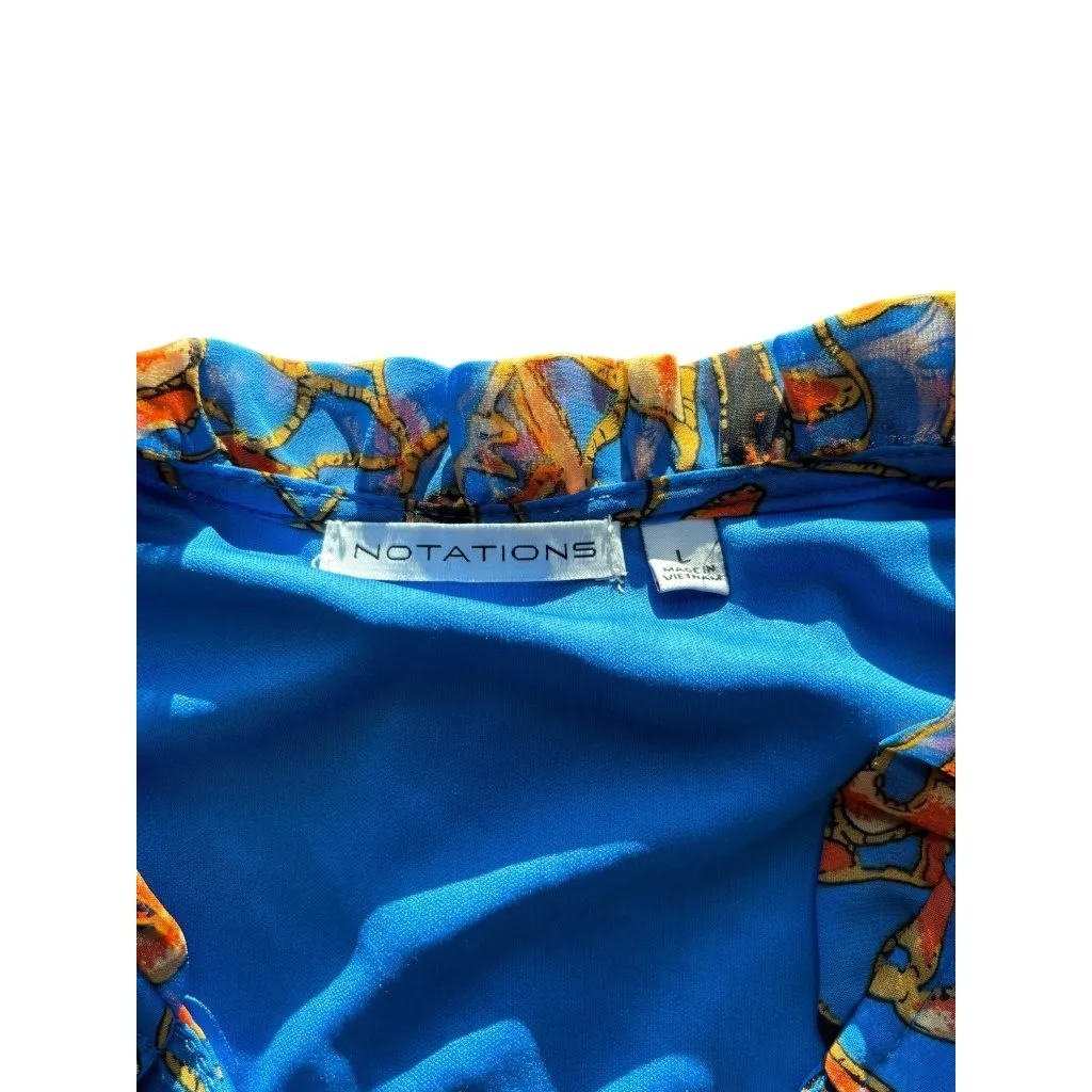 Notations Women's Blue & Orange Casual Top Size L - Image 4