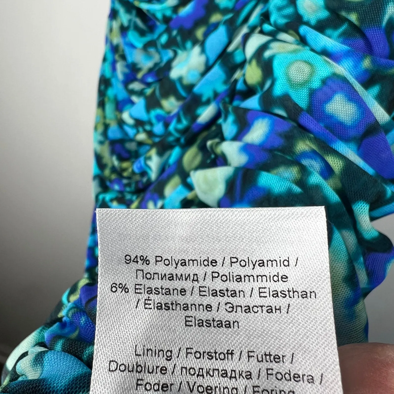 Ganni Azure Blue Floral Ruched Mesh Mini Dress Size Large/42 - Image 6