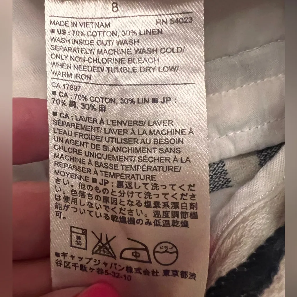 Banana Republic Factory Navy Blue & White Striped Linen 3.5” Shorts Size 8‎ - Image 9