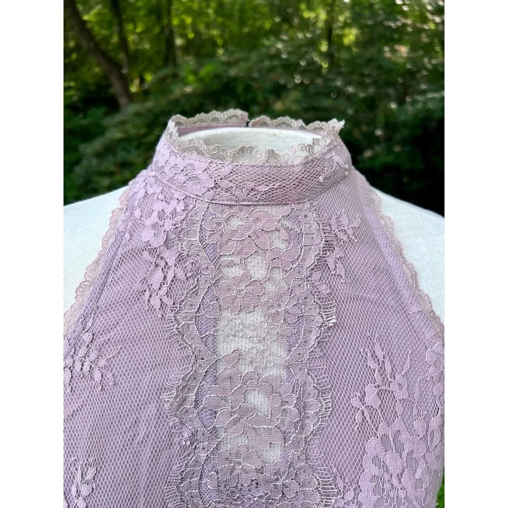Free People Verushka Dress Lilac Eyelash Lace Size 8 - Image 3