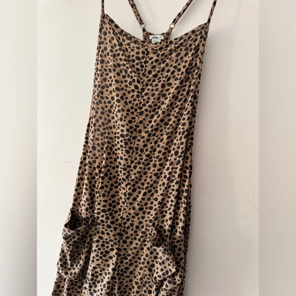 Aerie Leopard Print Small Basic Overall Style Criss Criss Back Romper - Image 2