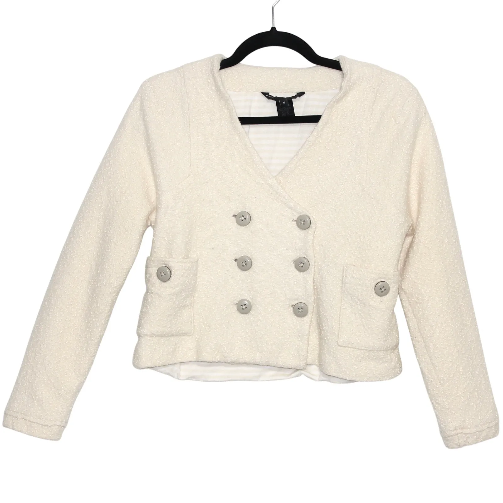 Vintage Marc by Marc Jacobs Cream Cropped Knit Jacket Size Medium - Image 2