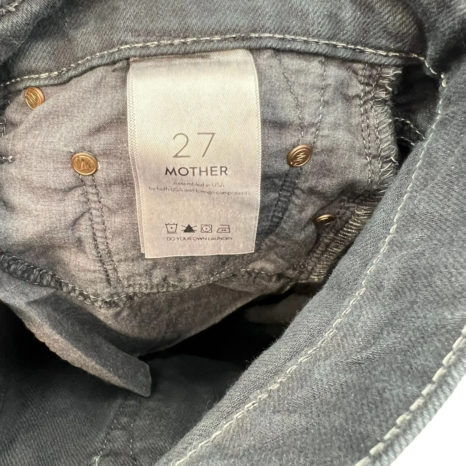 Mother The Dropout Jeans Ankle Crop Straight Boyfriend‎ Black Wash Denim Size 27 - Image 11