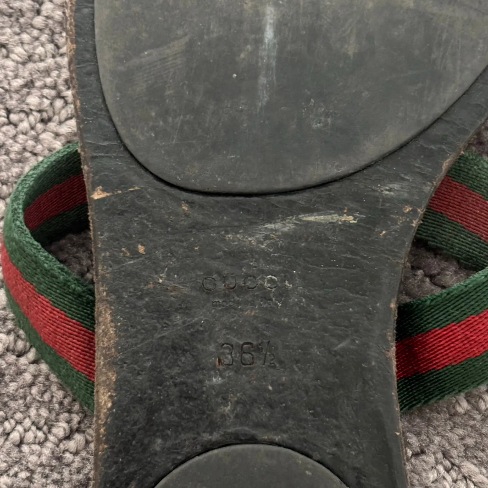 Gucci Interlocking GG Web Stripe Thong Sandals Black Flat Flip Flop Size EU 36.5 - Image 10