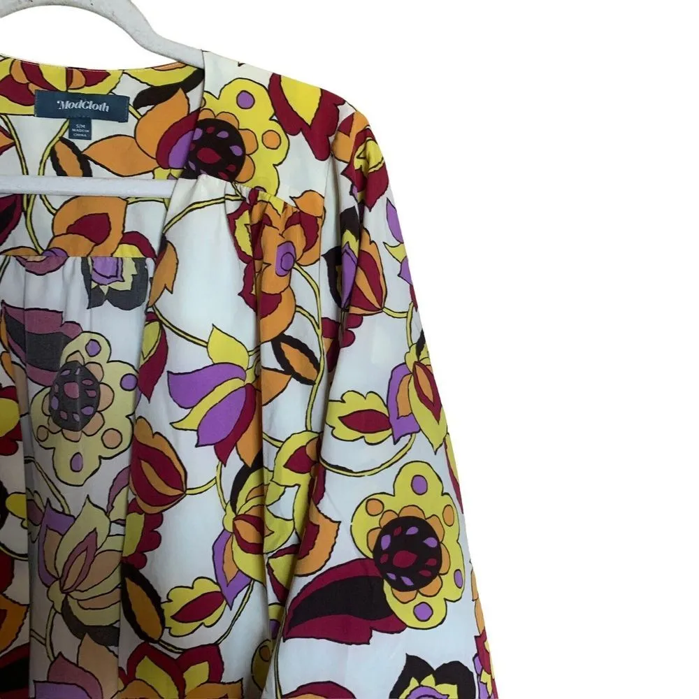 ModCloth Womens Size Small Medium Multicolor Artsy Open Tunic Cardigan Kimono - Image 3