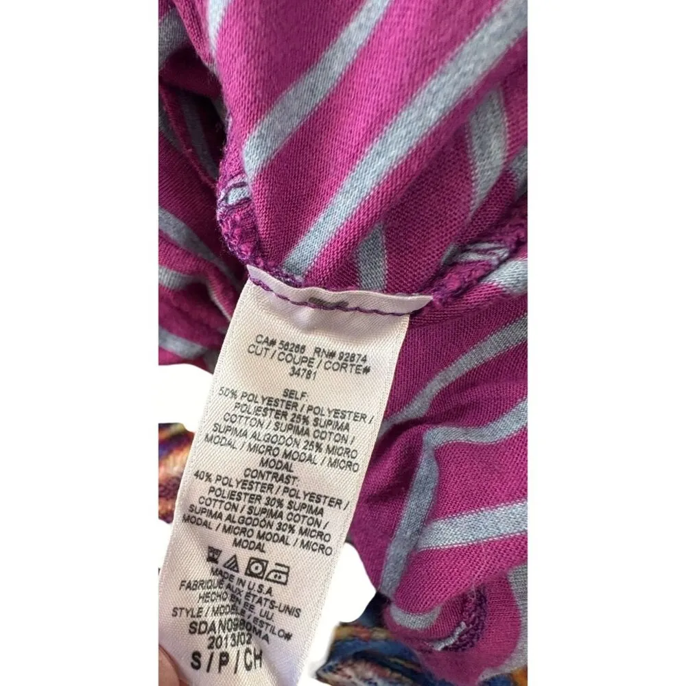 Splendid Purple Blue Striped Casual Cotton Modal T-Shirt Mini Flare Dress SZ S - Image 9