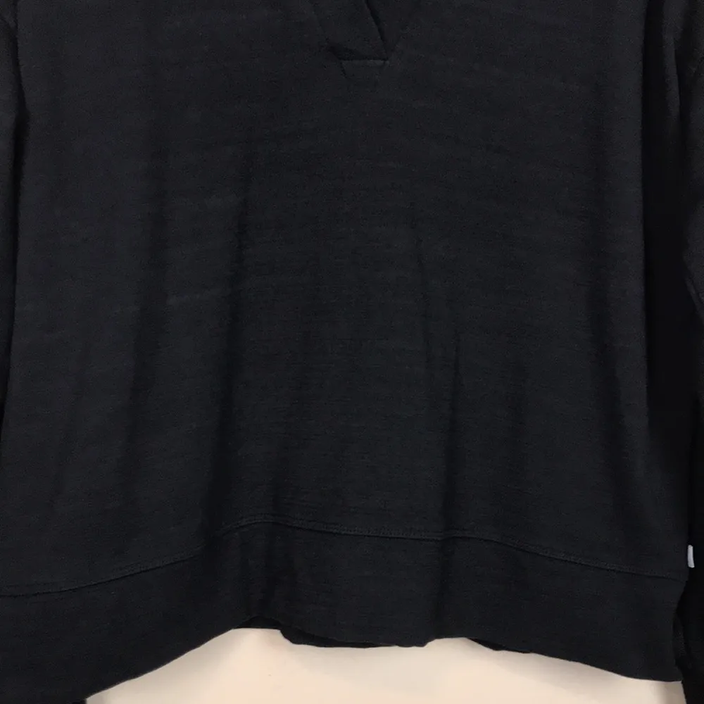 T by Talbots Women’s Knit Black SPF 50+ Split Neck Collared Popover Sweatshirt - Image 3
