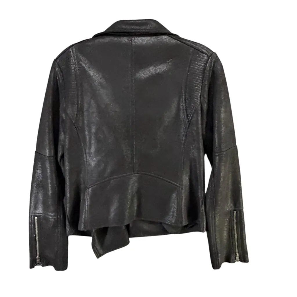Evereve Marren Moto Jacket Womens Small Black Faux Leather Biker Minimalist Chic - Image 6