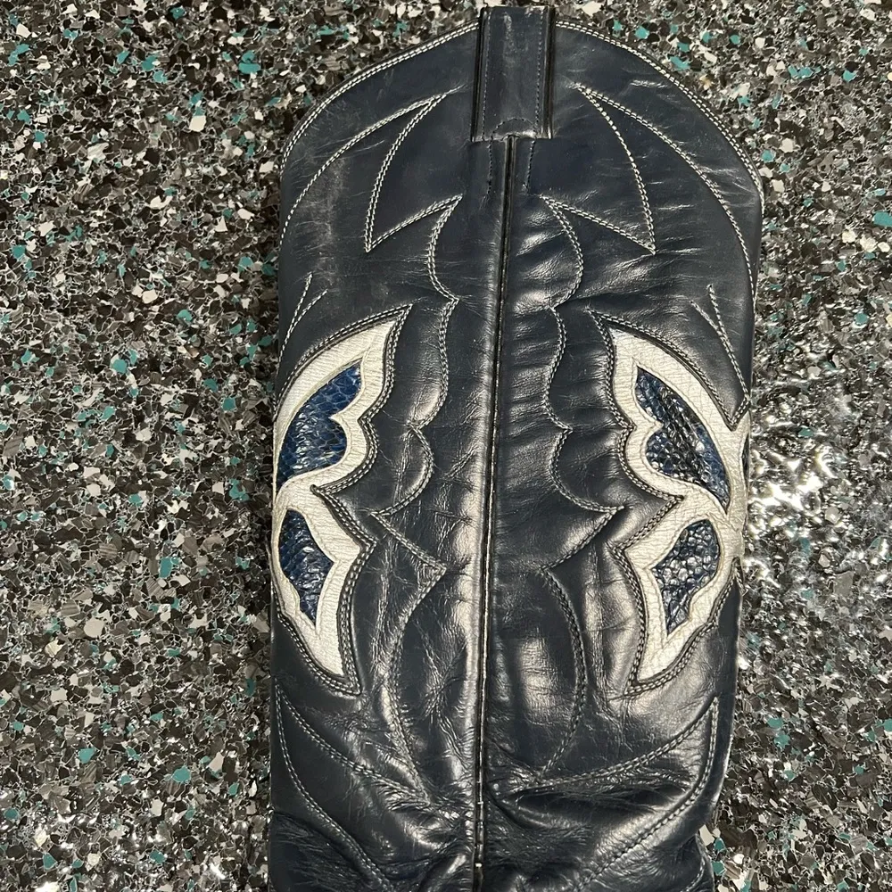 Justin Vintage Butterfly Inlay Blue Western Cowboy Cowgirl Boots 6506 size 5.5 B - Image 5