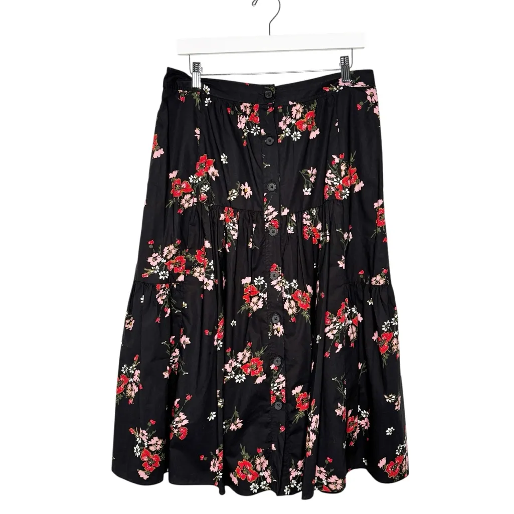 REBECCA TAYLOR MARGUERITE BLSCK FLORAL POLIN SKIRT SZ 12 NWOT - Image 2