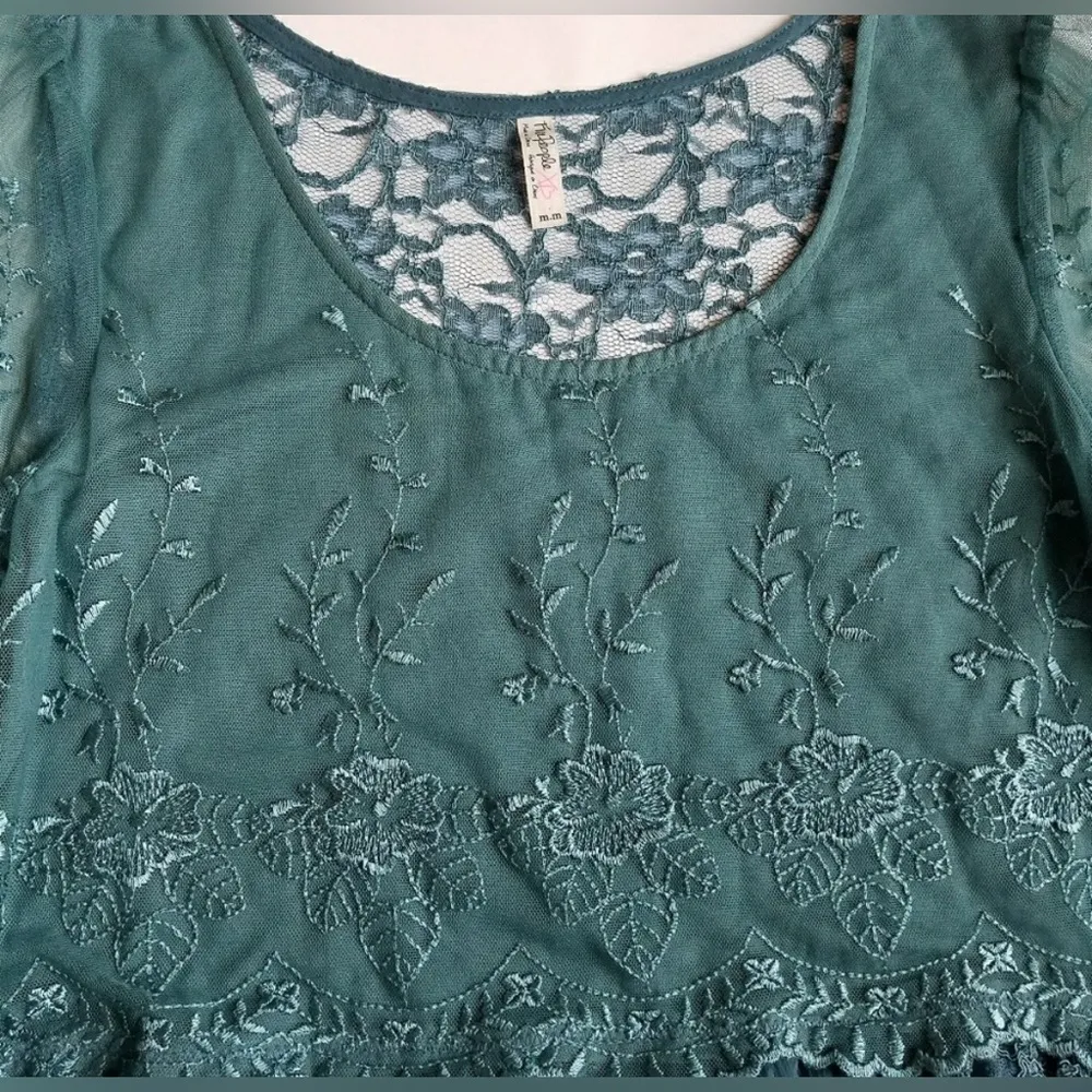Free People Lace Embroidered Peplum Blouse - Image 7