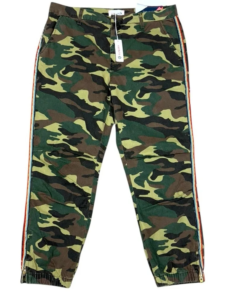 Sundry Camo Pants with Rainbow Stripe Accents Size 30 NWT Lightweight Summer - Image 1